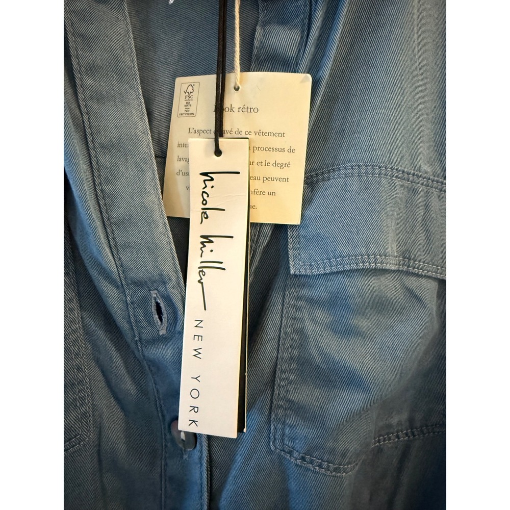 Nicole Miller NY Blue LyoCell Blend Romper Short Sleeve Button Up Size 2 - NEW - Picture 6 of 7